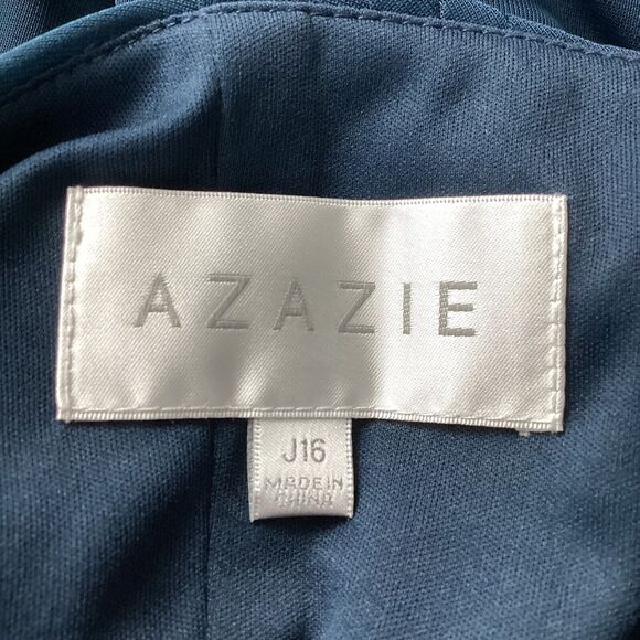 Azazie Flowing Blue Dress Size J16 Floor Length Halter *Read Description* - Picture 11 of 11
